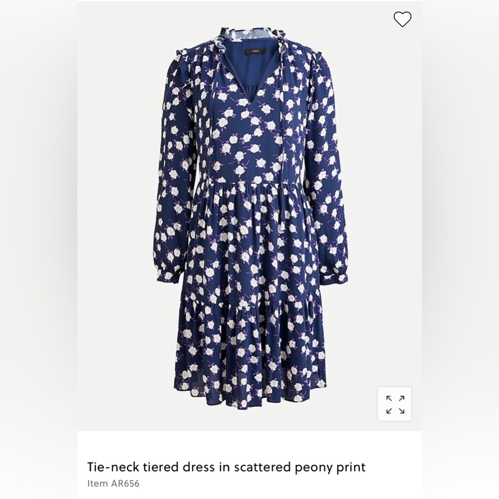 J.CREW Tie Necked Tiered Dress Scattered Peony. Size Small.